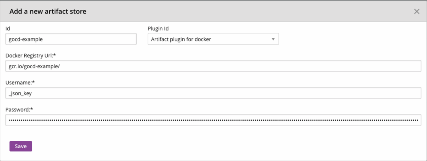 Configuring Google Container Registry as an Artifact Store in GoCD