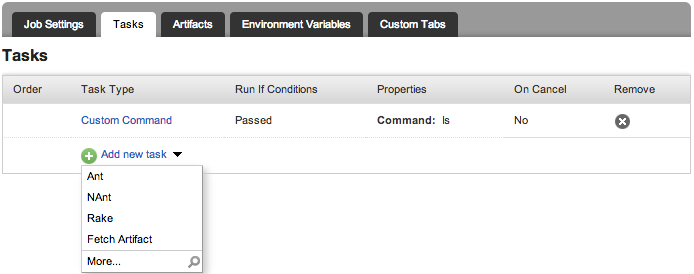 Configuration UI for Task without Curl