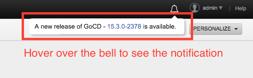 Release notification appears on hovering over the bell icon