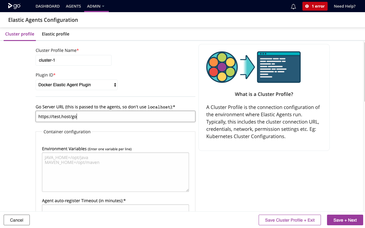 Elastic Agent Configuration Cluster Profile Page