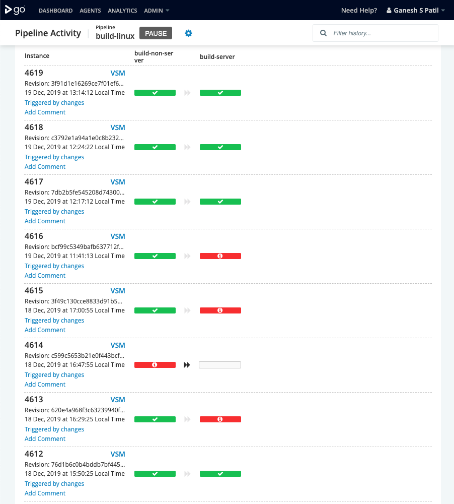 Pipeline Activity Page